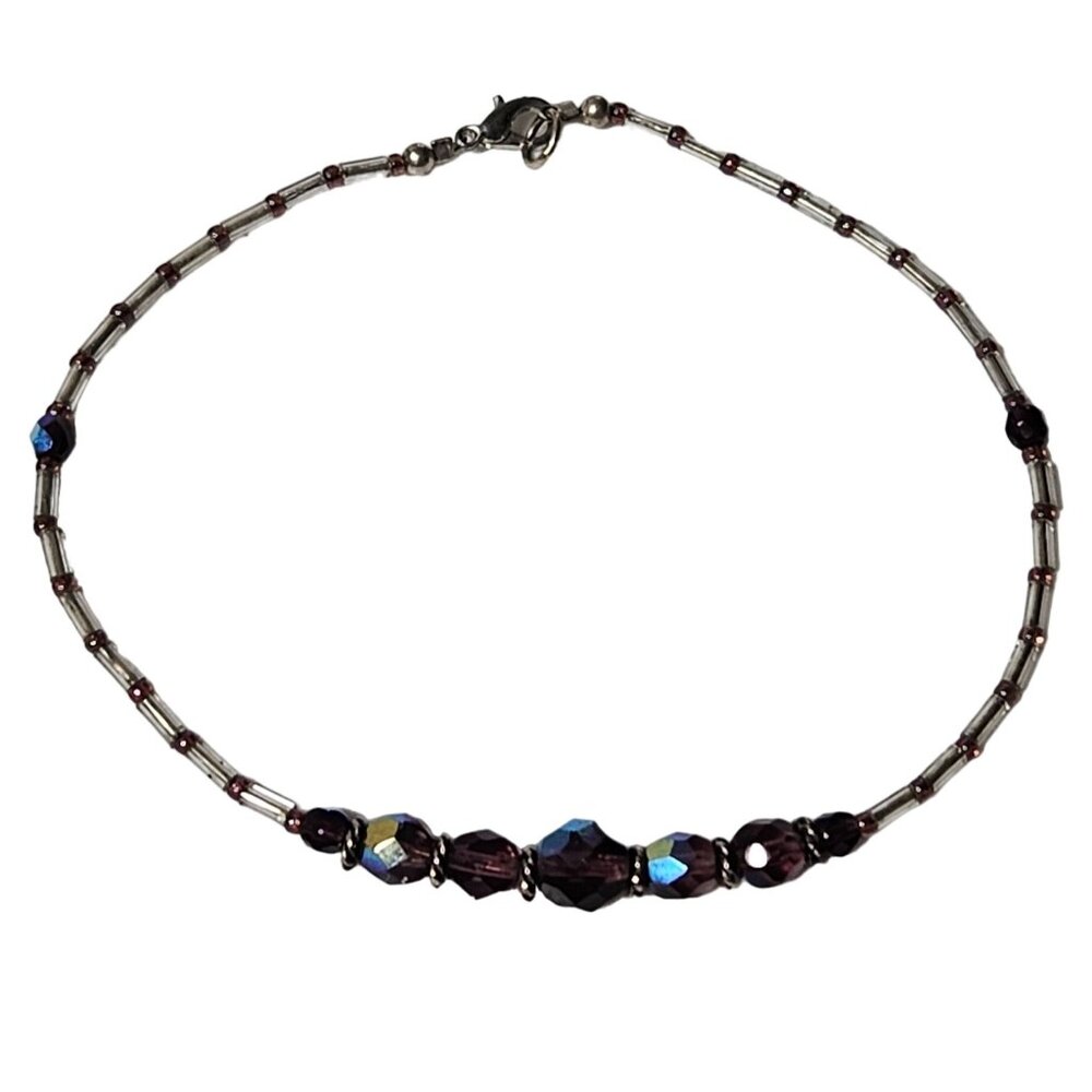 Elegant Handcrafted Purple Crystal Beaded Bracelet Classic Fashion Jewelry Women